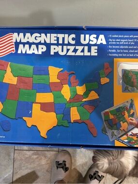 Magnetic USA Map Puzzle - Educational Kids Puzzle in Blue, Green, Yellow, Red